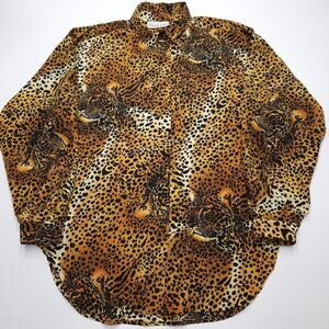 Vintage Christie & Jill Leopard Print Blouse Tunic Top Oversized Large 80s 90s